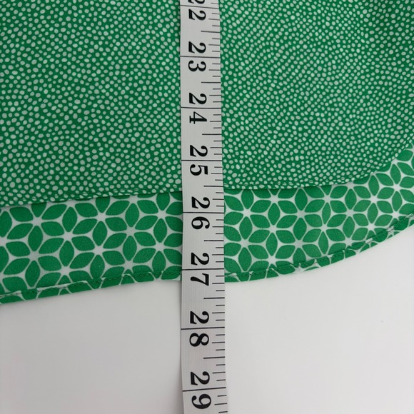 Anne Klein Blouse Green Size M Mixed Geometric Print Mandarin Collar - Picture 6 of 6